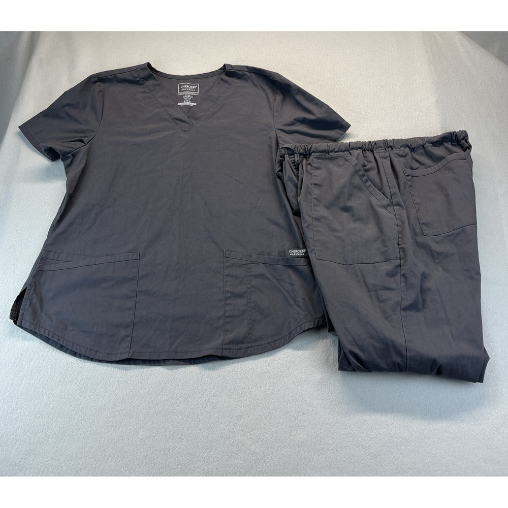 Cherokee Workwear Women's Pewter Scrub Set Size Medium